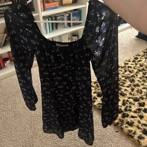 Floral blue Long Sleeve Dress